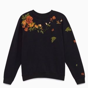 Aritzia Little Moon Black Embroidered Crew Neck